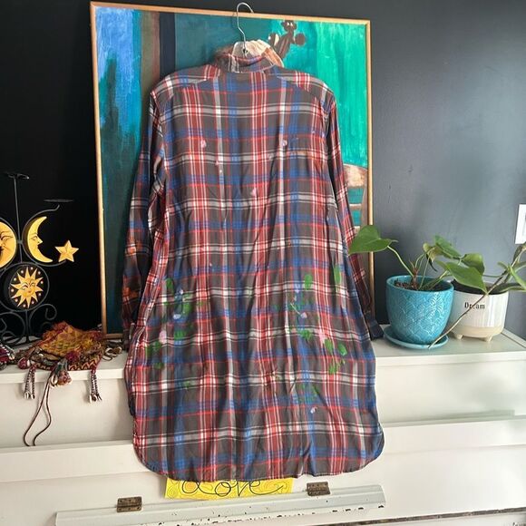 Wilfred Red and Blue Plaid Shirt Hand Painted Small - Picture 11 of 16